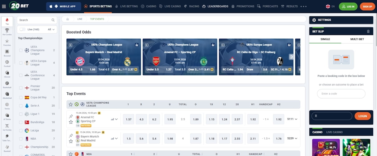 20Bet sports betting