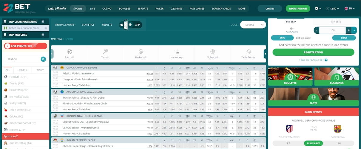 22Bet sports betting