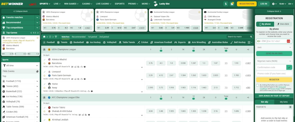 Betwinner sports betting