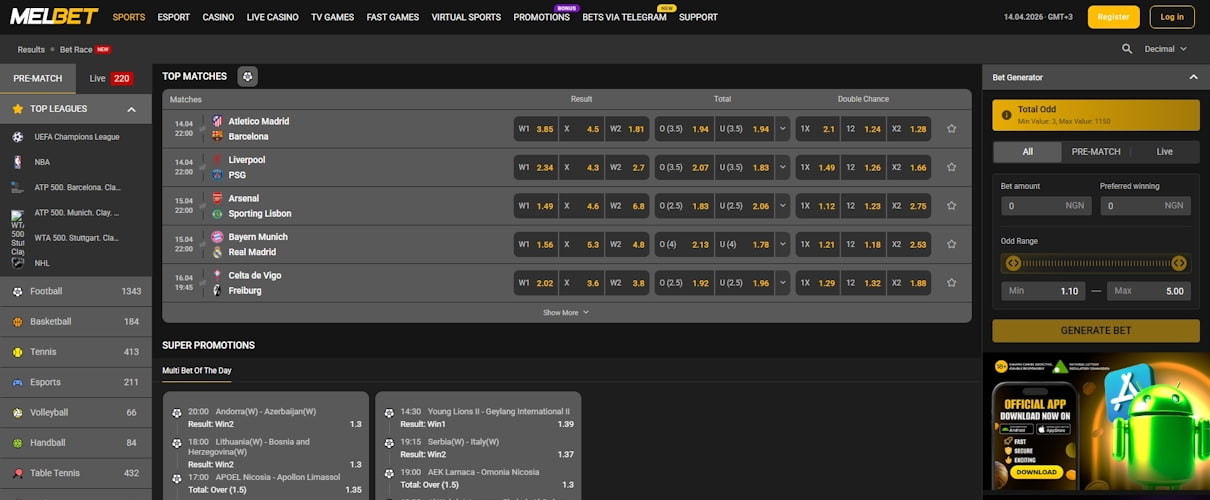 Melbet sports betting